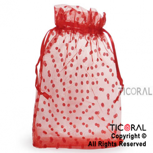 BOLSA ORGANZA ROJO 20X25 LUNARES HS3978-6 x 1